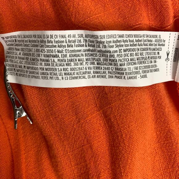 Forever 21 Orange Open Back Wide Leg Linen Blend Jumpsuit – Size L NWOT - Picture 7 of 8